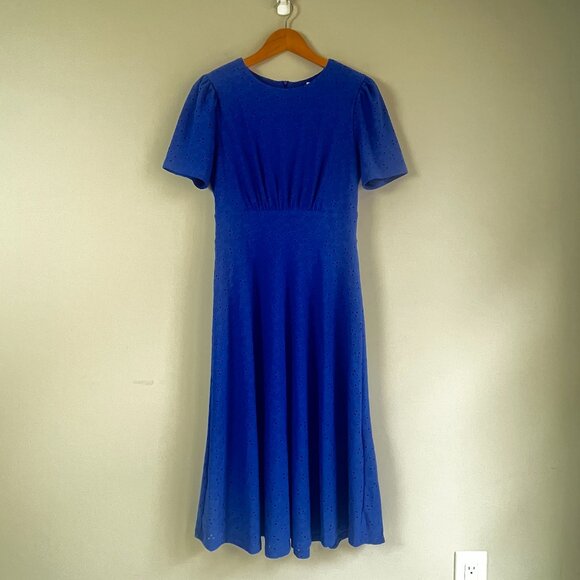 London Times Eyelit Inset Midi Dress Size 6 - Picture 3 of 7